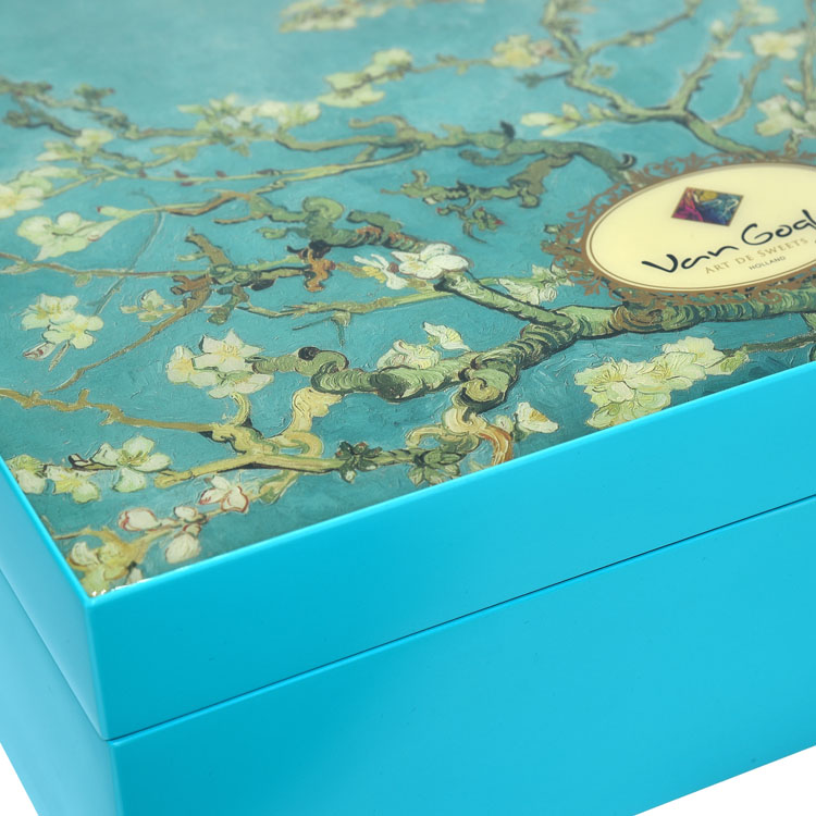 Boîte de rangement de bijoux en bois imprimée avec plateau intérieur amovible polyvalent