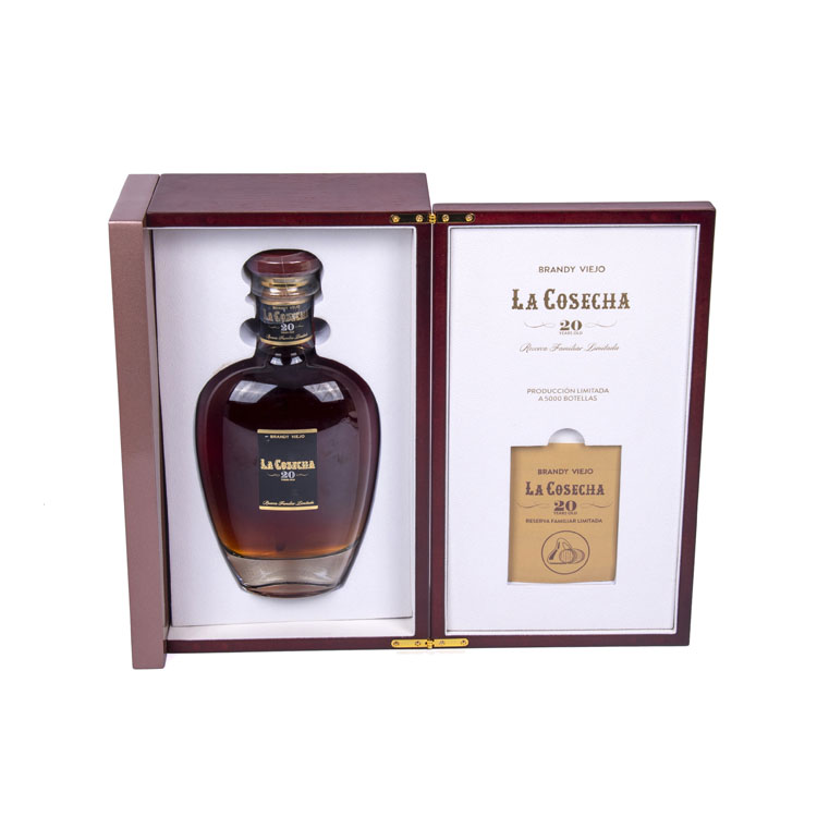 Bouteille en verre de cognac Flip Flap boîte en bois de vin