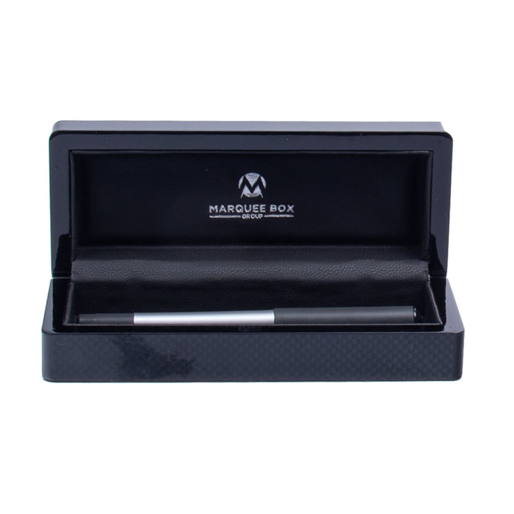 Boîte en bois à stylo unique, laque de Piano noire, médaille Souvenir