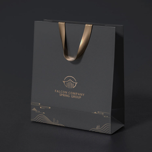 Logo de marque personnalisé luxe papier noir emballage de vêtements cadeau sac à provisions Paperbag