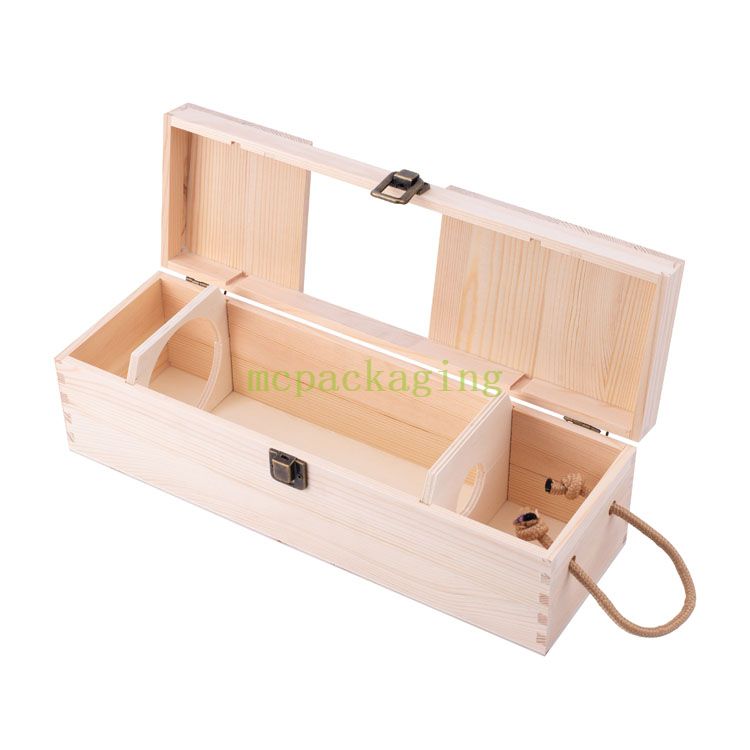 Bois solide de logo fait sur commande 1 2 4 boîte-cadeau en bois d'emballage de vin de 6 bouteilles en vrac