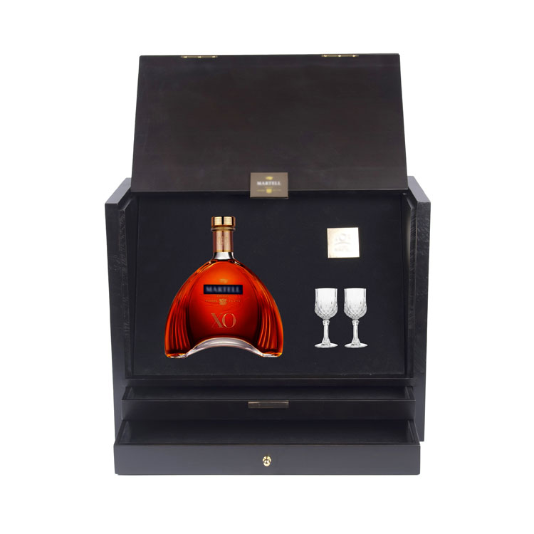 Boîte à vin distinctive en pin noir mat