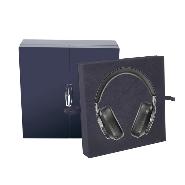 Boîte-cadeau en bois d'étiquette de logo d'argent de laque de double porte