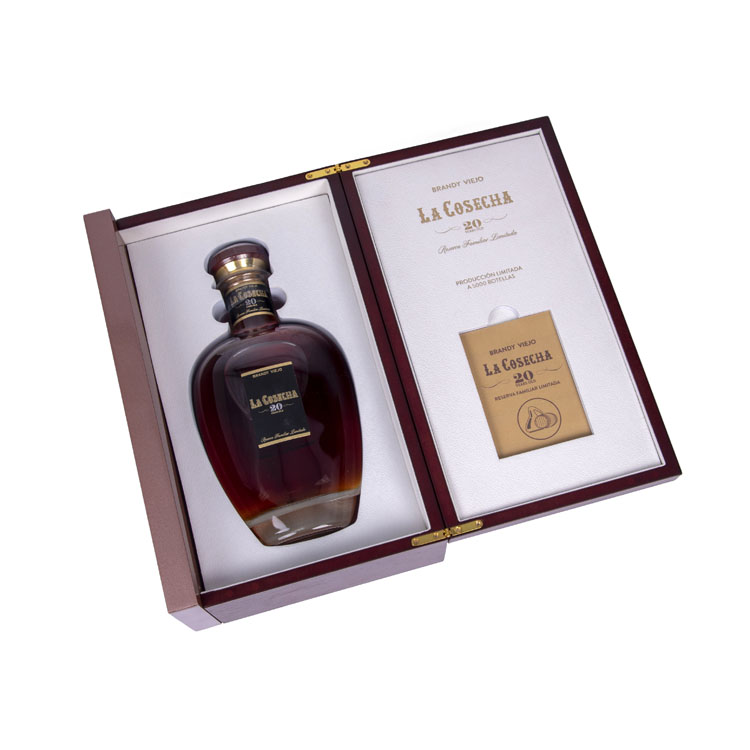 Bouteille en verre de cognac Flip Flap boîte en bois de vin