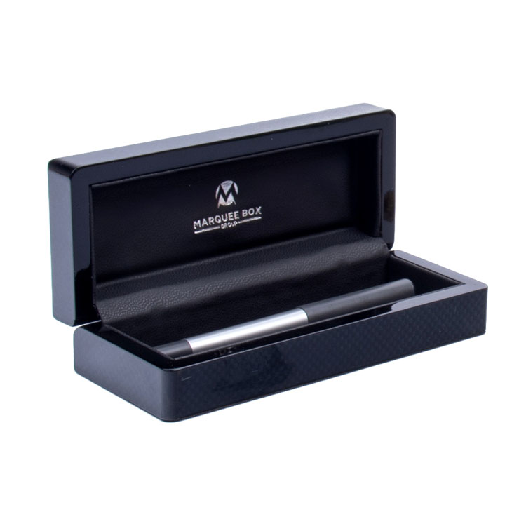 Boîte en bois à stylo unique, laque de Piano noire, médaille Souvenir