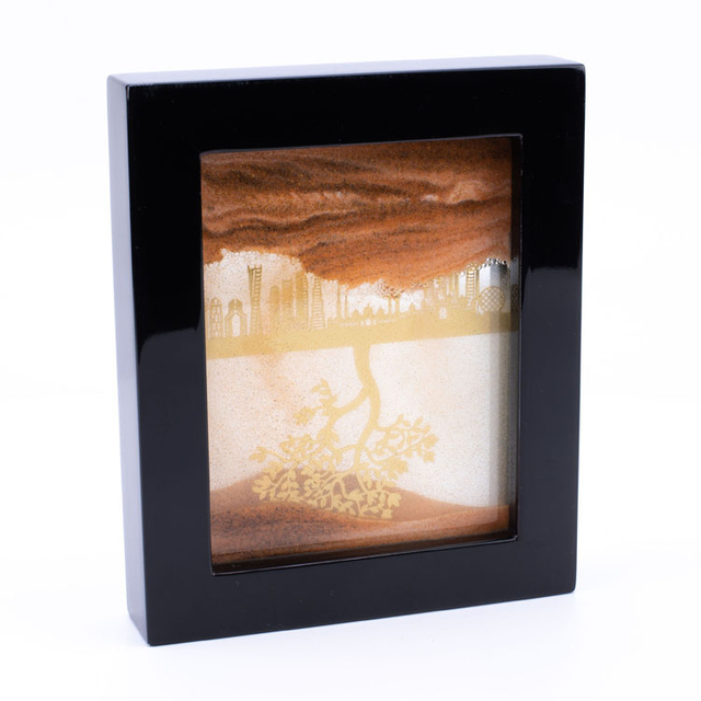 7 'Enplage Sand Art Picture Square Verre carré 3D Sandscape de mer Deep en mouvement Affichage Fluent Sand