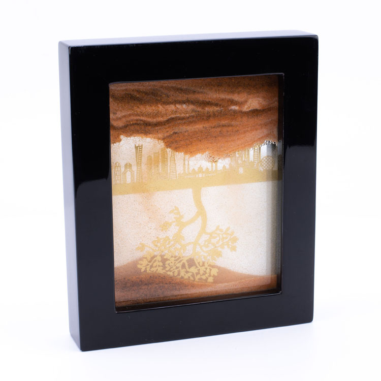 7 'Enplage Sand Art Picture Square Verre carré 3D Sandscape de mer Deep en mouvement Affichage Fluent Sand