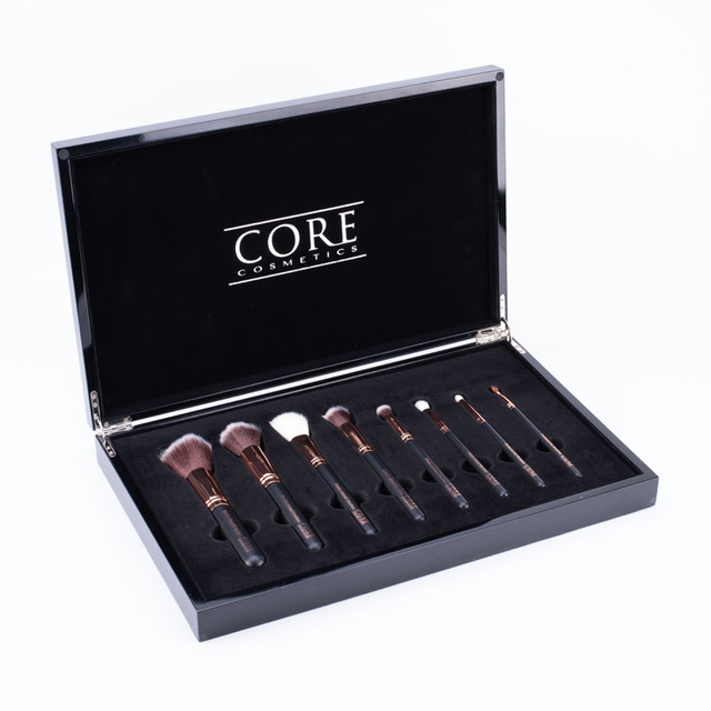 Ensemble de pinceaux de maquillage en bois Luxury Black Piano