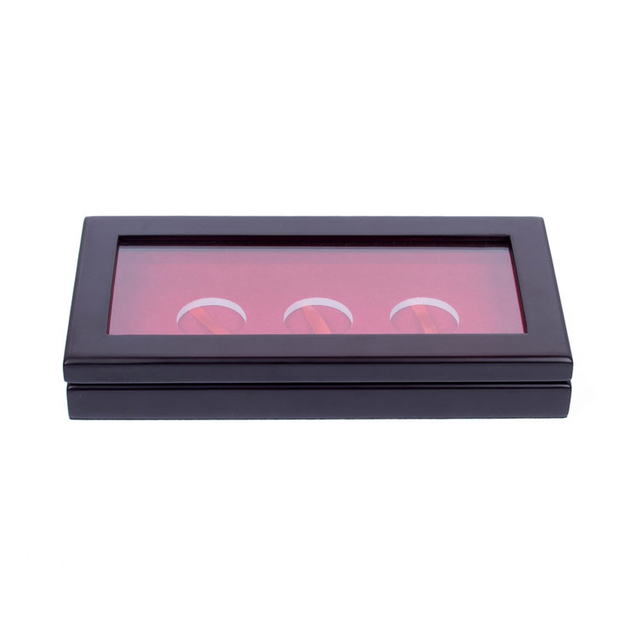 Logo personnalisé Logo 3 Slots Collection Coins Boîte en bois Souveniture MDF Boîte de monnaie en argent en bois pour l'affichage Woodbox