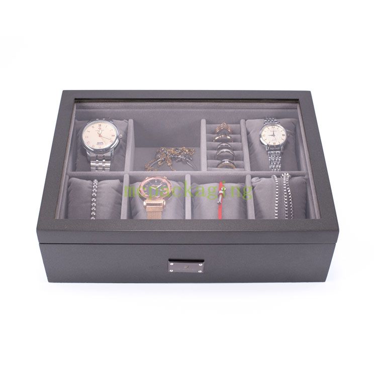 Boîte de rangement de bijoux en bois de luxe personnalisé élégant boîtes à bijoux en bois rustique boîte à bijoux en bois foncé