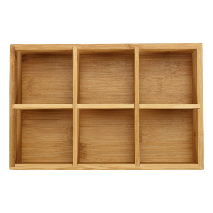 Bamboo à thé Organisateur Organisateur en bois Hot the the dather drawer rangement Organisateur de stockage avec 6 compartiments Boîte à coffre pour la station de café