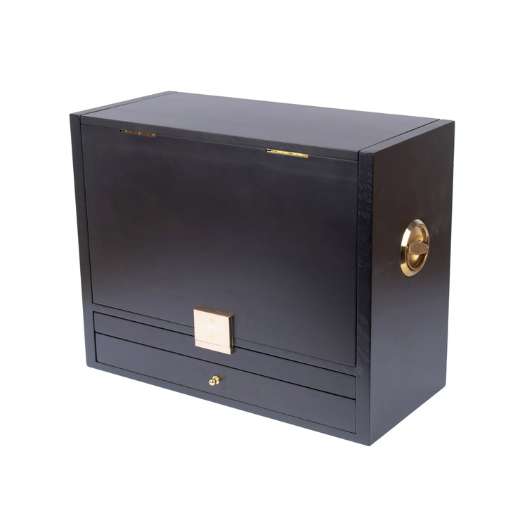 Boîte à vin distinctive en pin noir mat