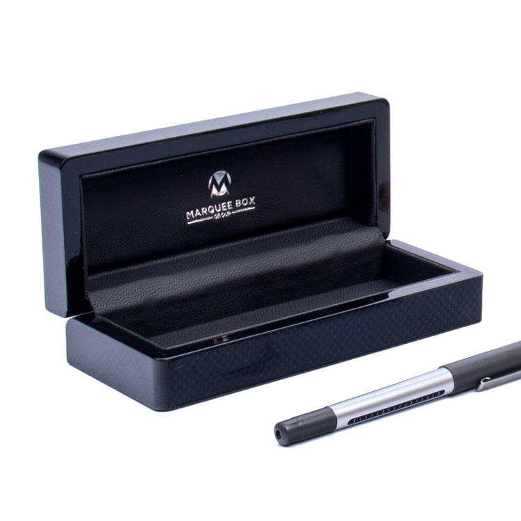 Boîte en bois à stylo unique, laque de Piano noire, médaille Souvenir