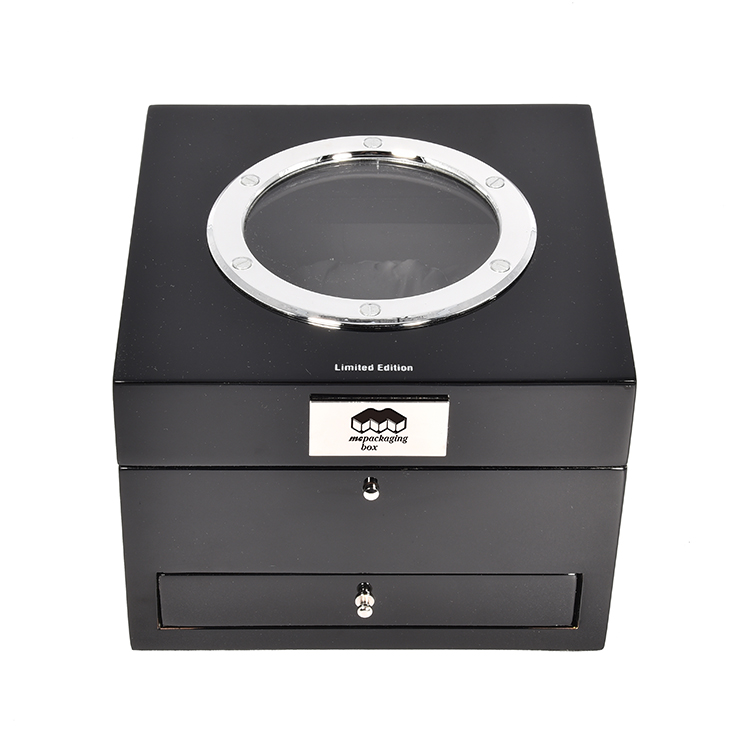 Boîte de Smart Watch de tiroir du double noir de logo fait sur commande avec la fenêtre