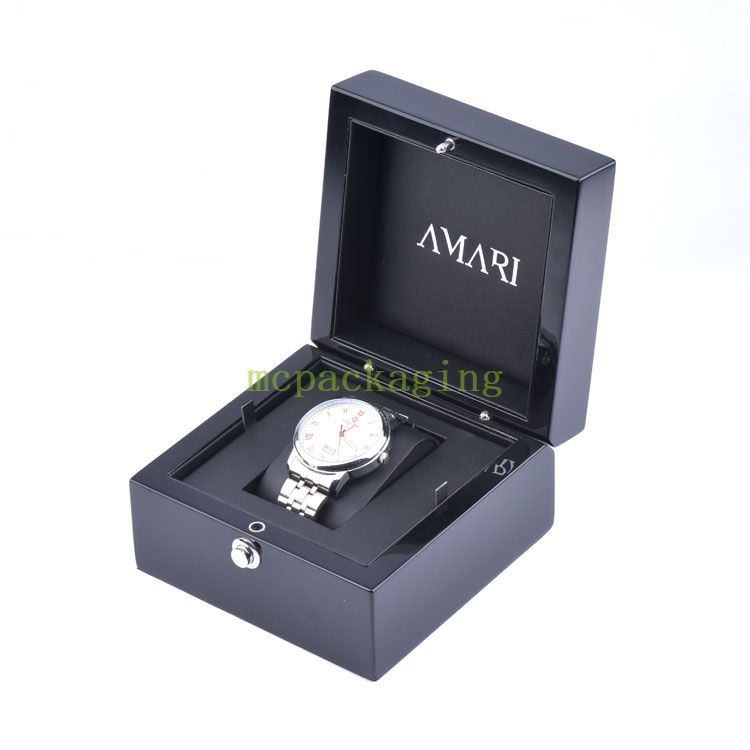 Présentoir de montres simples de luxe en bois, emballage Long personnalisé Premium 2 pour hommes, convient pour l'expédition gratuite avec boîte de montre en bois