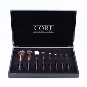 Ensemble de pinceaux de maquillage en bois Luxury Black Piano
