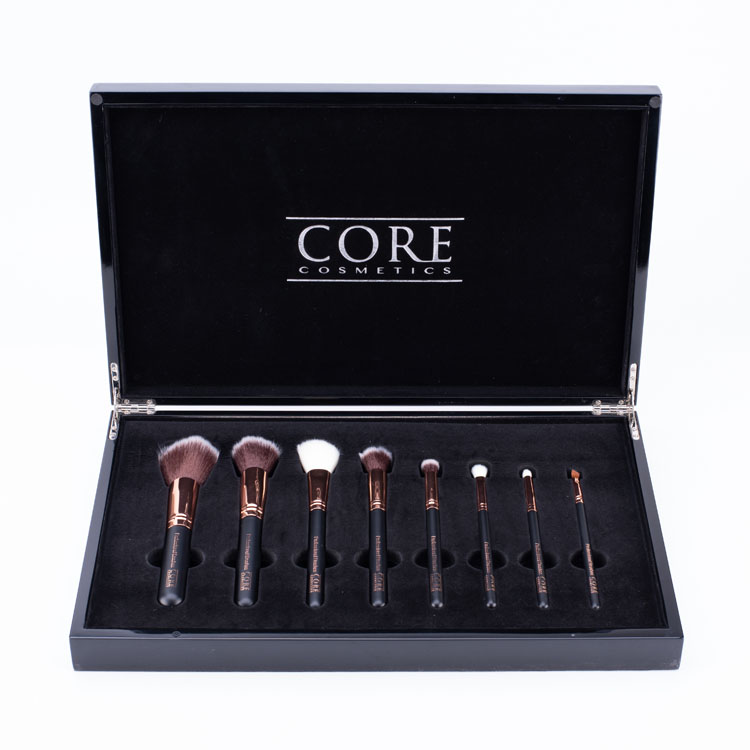 Ensemble de pinceaux de maquillage en bois Luxury Black Piano