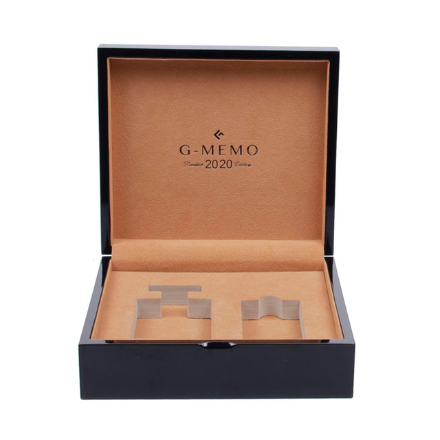 Deux bouteilles de carré noir flip-top fer os piano peinture de peinture de peinture en bois emballage avec plateau intérieur mobile