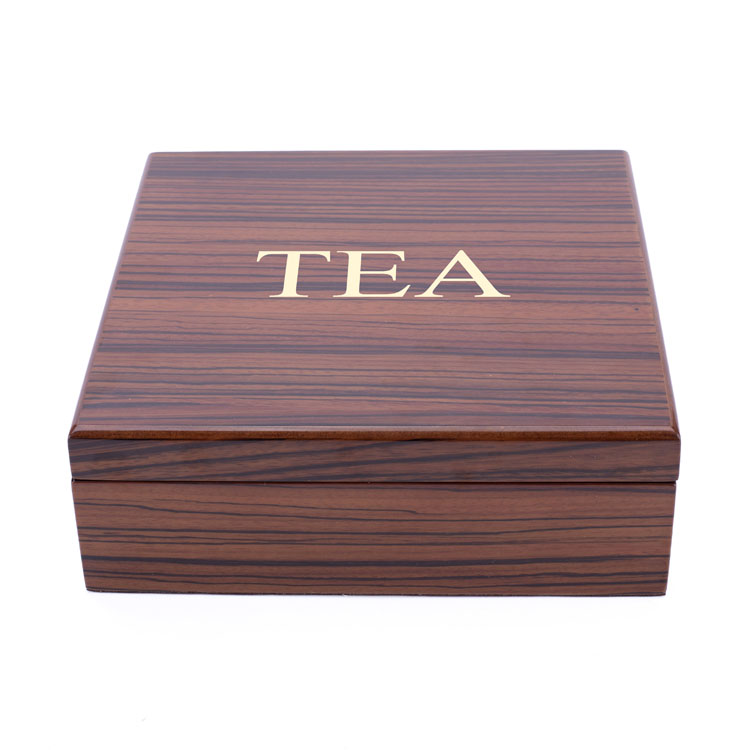 Boîte d'emballage à thé décorative à 4 plans personnalisée en bois pour le fournisseur de feuilles et de cadeaux en vrac