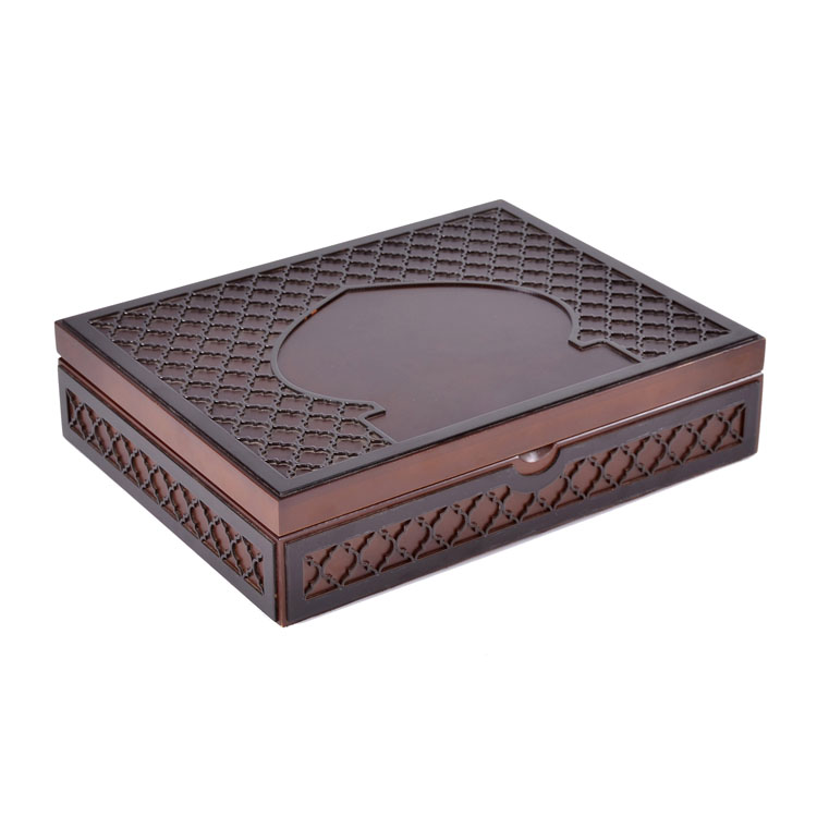 Boîte-cadeau en bois en bois en forme de mosquée avec finition mate pour les dates et les bonbons emballages