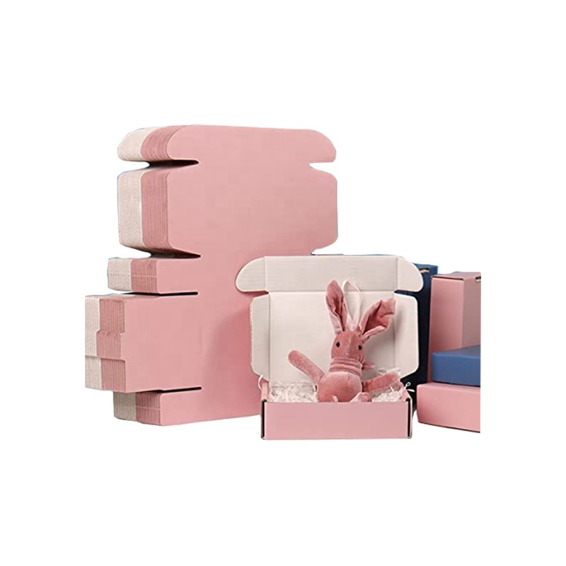 Boîtes d'expédition rose logo personnalisées pour sweats à capuche Boîte à cartons ondulés pliables