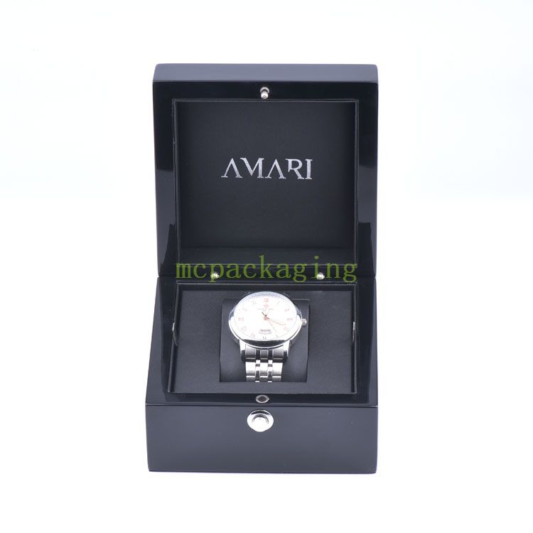 Présentoir de montres simples de luxe en bois, emballage Long personnalisé Premium 2 pour hommes, convient pour l'expédition gratuite avec boîte de montre en bois
