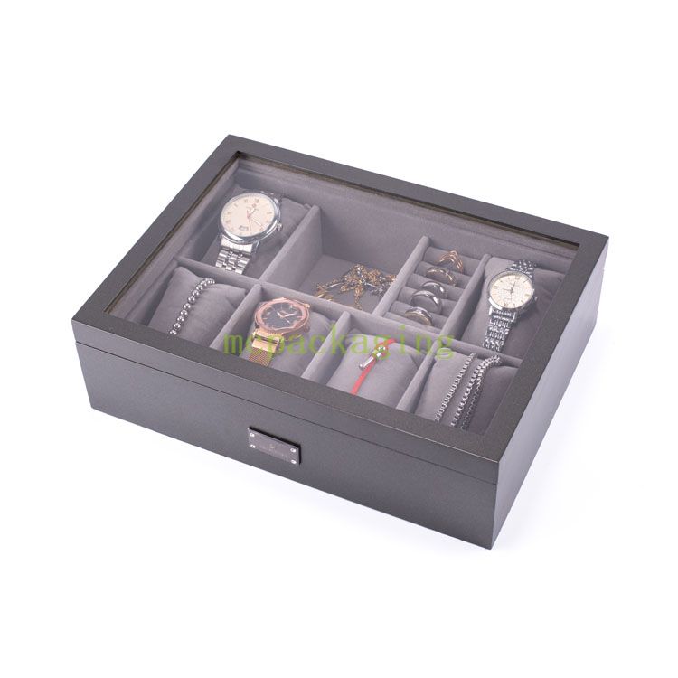 Boîte de rangement de bijoux en bois de luxe personnalisé élégant boîtes à bijoux en bois rustique boîte à bijoux en bois foncé