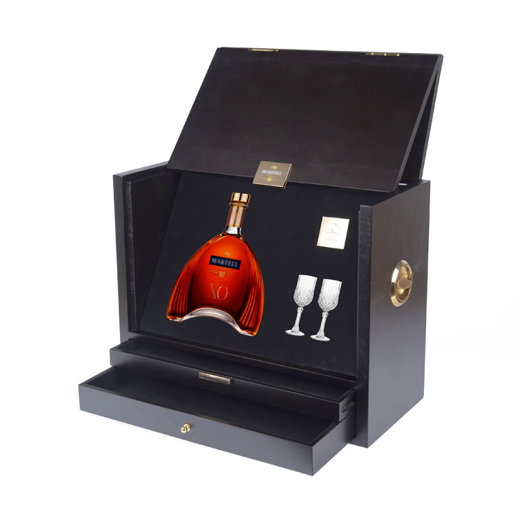 Boîte à vin distinctive en pin noir mat