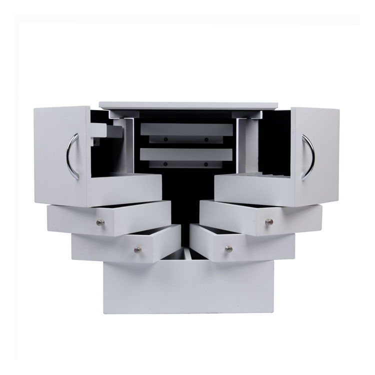 Boîte à bijoux multifonctionnelle avec miroir et tiroirs en bois blanc