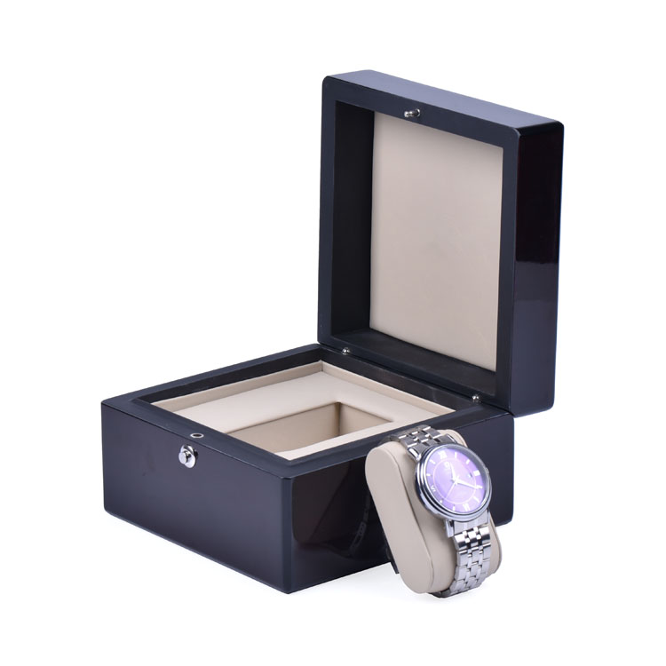 Boîte en bois personnalisée en usine, Logo personnalisé haut de gamme, serrure de sécurité noire, boîte d'emballage de montre avec clé