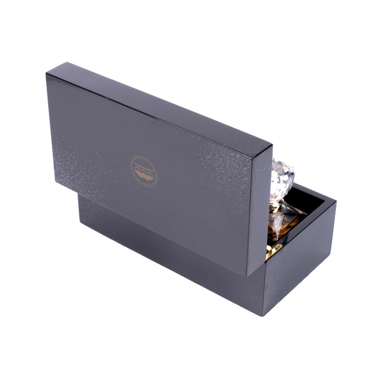 Boîte de bouteille de parfum en bois de luxe personnalisée en laque de Piano noire, coffrets cadeaux d'emballage avec serrure à clé