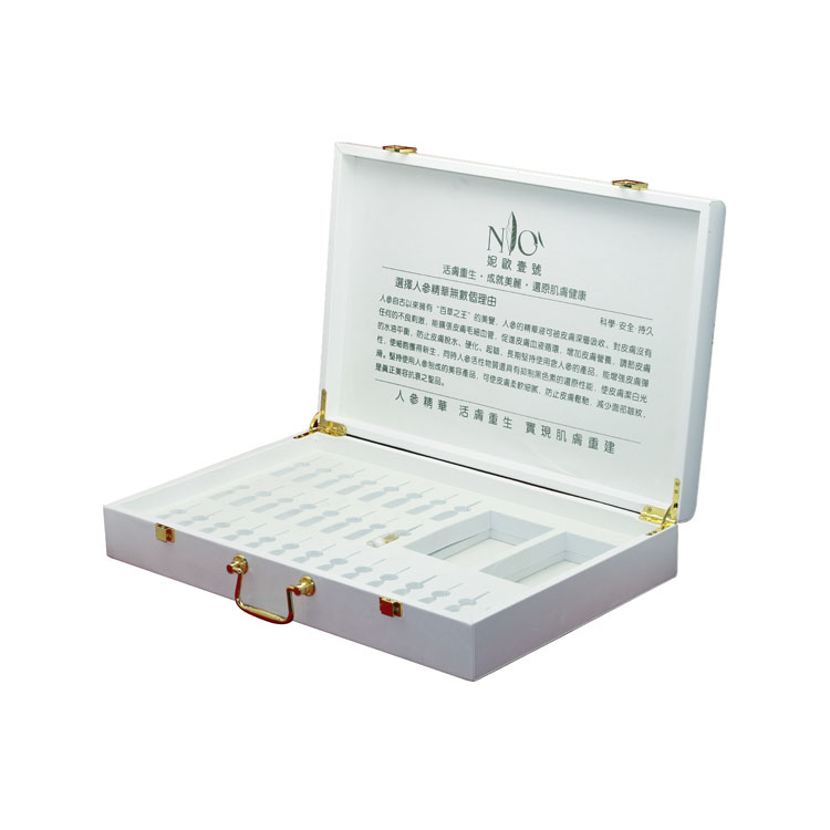 Jeweley White Watch Razor Collar Pin Pearl GVP White PU Le cuir Logo Cosmetic Cosmetic Essential Huile Boîte d'emballage