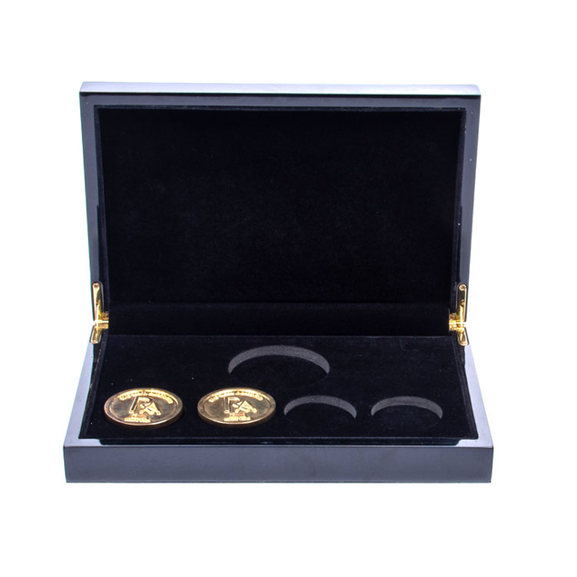 Étui de rangement ensemble de collection de monnaie en bois multiples avec plateaux en bois