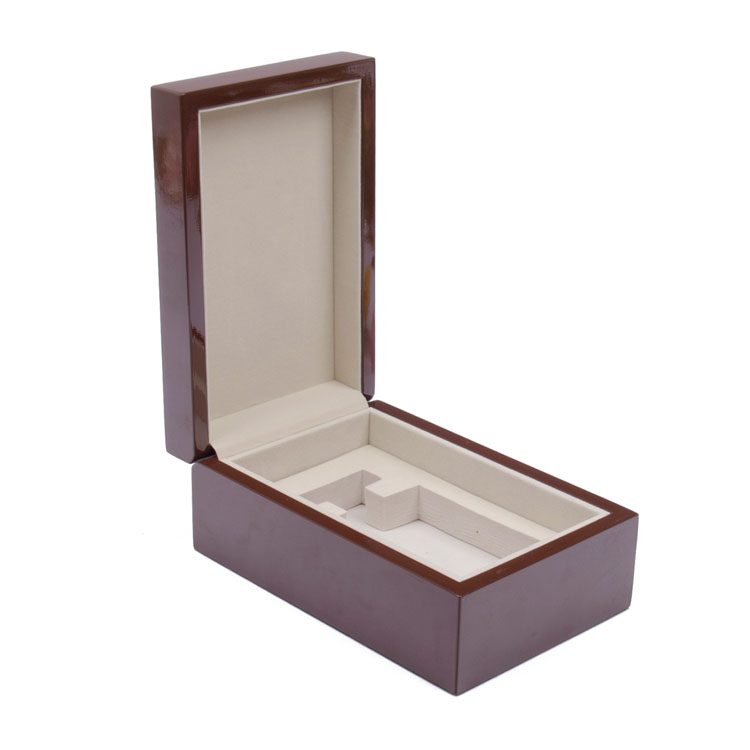 Petit plateau intérieur rectangulaire brun avec charnière élastique mobile pour le stockage et l'affichage de la boîte en bois de parfum pour l'emballage de peinture