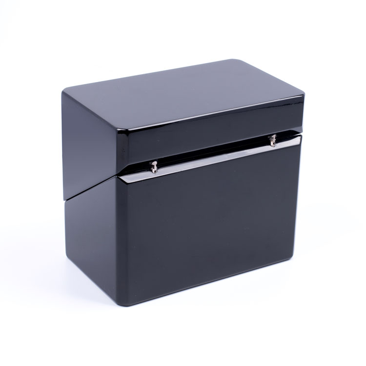 Double bouteille Cube Shape Long Logo Black Piano Paint Essential Perfume Perfum Emballing Boîte