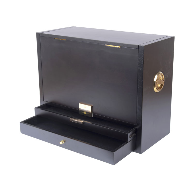 Boîte à vin distinctive en pin noir mat