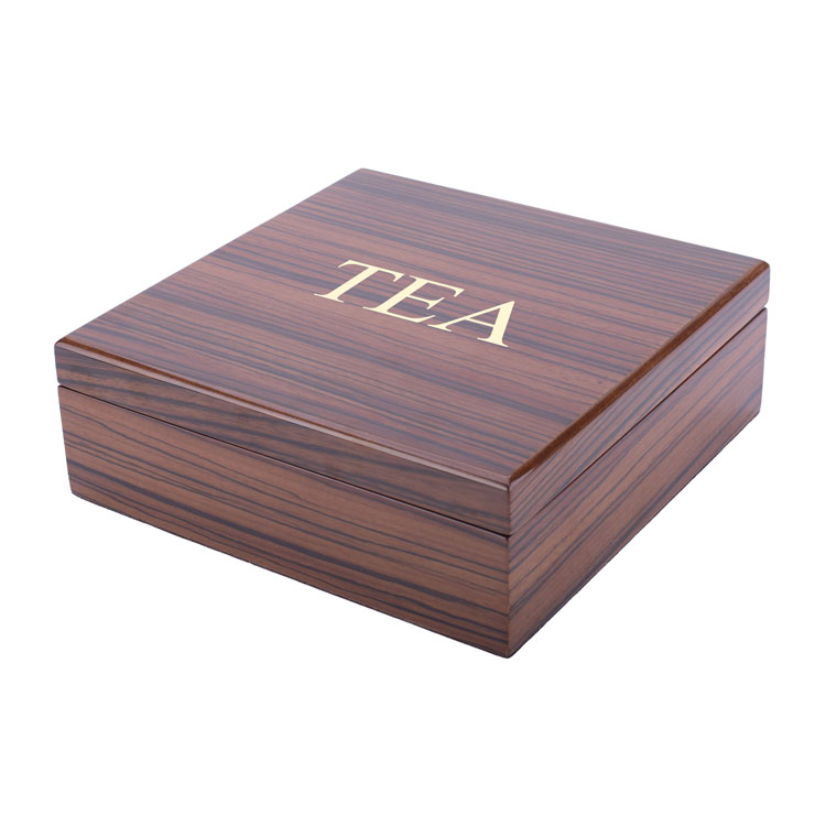 Boîte d'emballage à thé décorative à 4 plans personnalisée en bois pour le fournisseur de feuilles et de cadeaux en vrac
