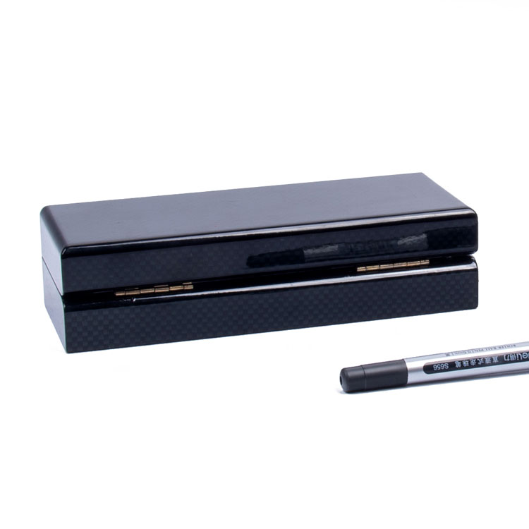 Boîte en bois à stylo unique, laque de Piano noire, médaille Souvenir