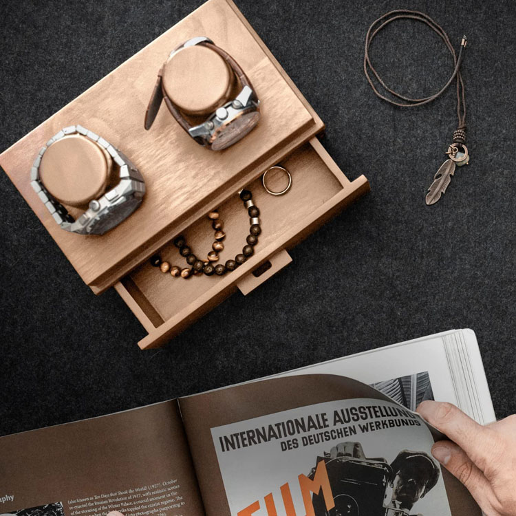 Boîte d'emballage de montre en bois brillant de luxe personnalisé à 2 fentes, boîte d'emballage de montre avec Logo personnalisé, boîte d'emballage en bois de vente chaude