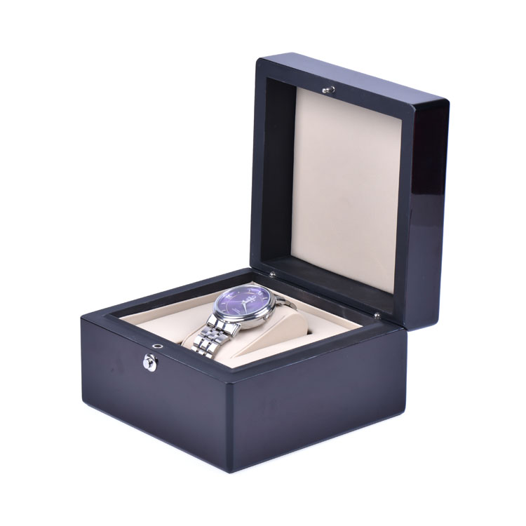 Boîte en bois personnalisée en usine, Logo personnalisé haut de gamme, serrure de sécurité noire, boîte d'emballage de montre avec clé