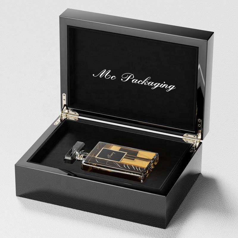 Boîte-cadeau d'emballage en laque Mdf de luxe créative, Design personnalisé, bouteille de parfum vide de 100ML, boîte de parfum en bois et cuir arabe