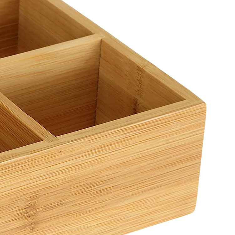 Bamboo à thé Organisateur Organisateur en bois Hot the the dather drawer rangement Organisateur de stockage avec 6 compartiments Boîte à coffre pour la station de café