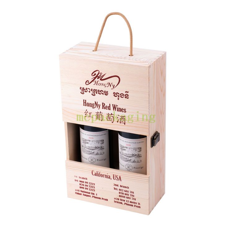 2 bouteilles Pine Boîte cadeau de vin en bois inachevé 6 Bouteille de vin Boîte en bois Boîte de vin en bois 3 bouteilles
