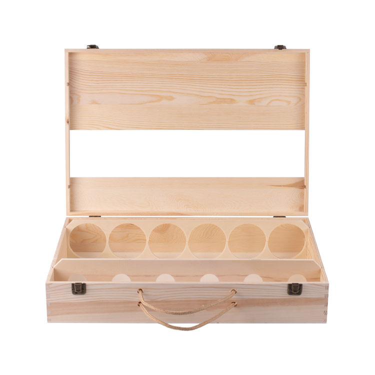 Boîte à vin en bois pour 6 bouteilles de vin rouge, emballage cadeau haut de gamme à faible Moq, boîte à vin en bois avec accessoires