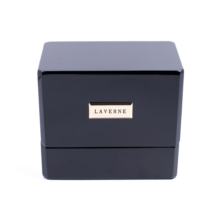 Double bouteille Cube Shape Long Logo Black Piano Paint Essential Perfume Perfum Emballing Boîte