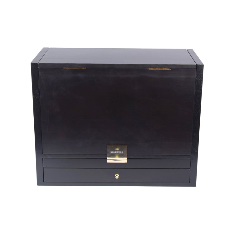 Boîte à vin distinctive en pin noir mat