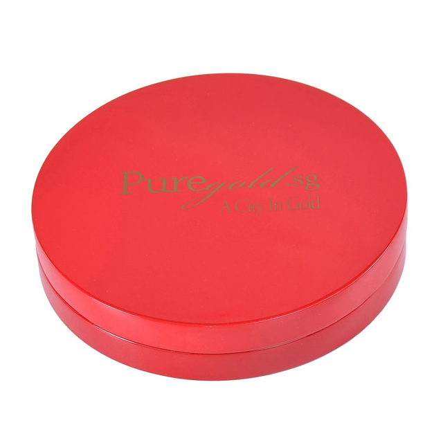 Boîte en bois de bijoux de laque de forme ronde de lumière LED