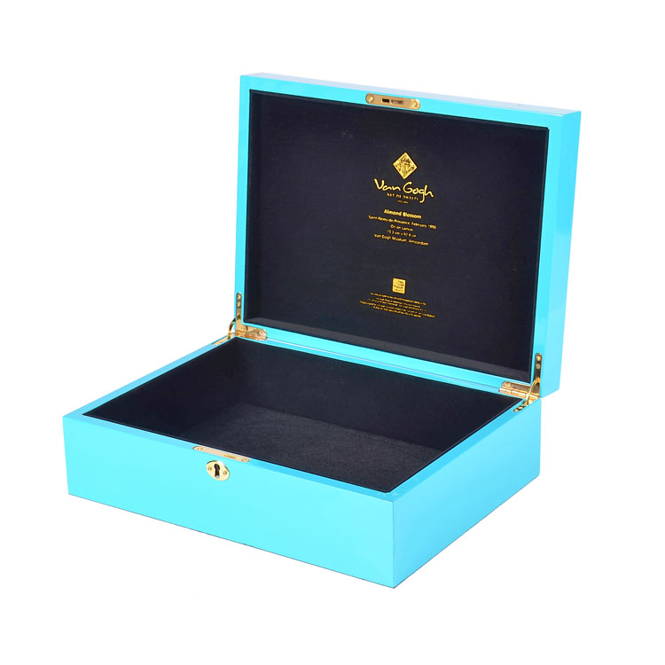 Boîte de rangement de bijoux en bois imprimée avec plateau intérieur amovible polyvalent