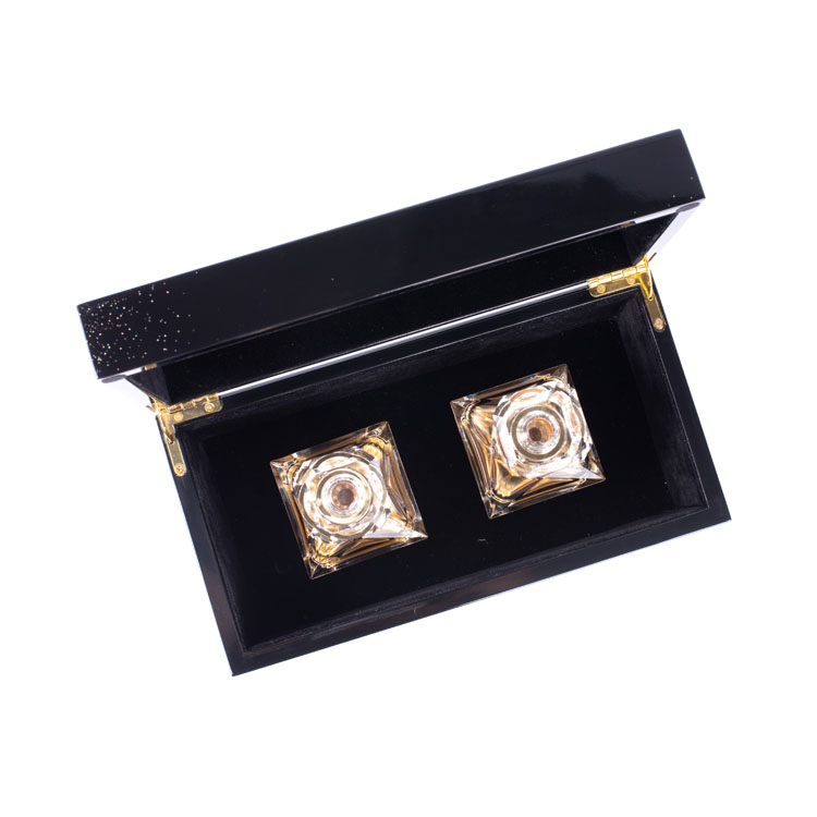 Boîte de bouteille de parfum en bois de luxe personnalisée en laque de Piano noire, coffrets cadeaux d'emballage avec serrure à clé