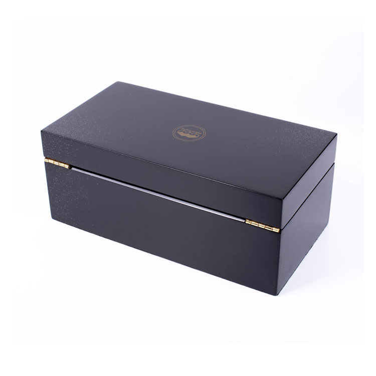 Boîte de bouteille de parfum en bois de luxe personnalisée en laque de Piano noire, coffrets cadeaux d'emballage avec serrure à clé